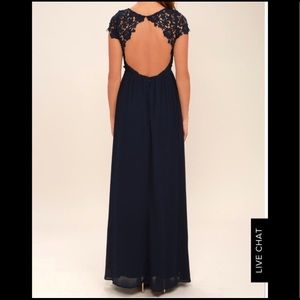 Lulu’s The Greatest  Navy Blue Lace Maxi Dress